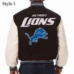 Detroit Lions Black and White Varsity Jacket - Image 3