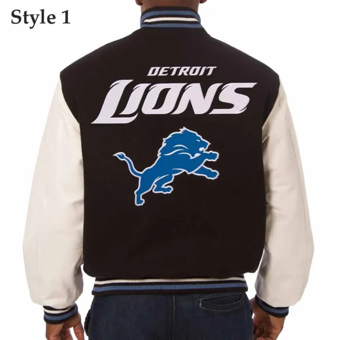 Detroit Lions Black and White Varsity Jacket - Image 3