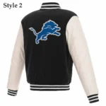 Detroit Lions Black and White Varsity Jacket - Image 4