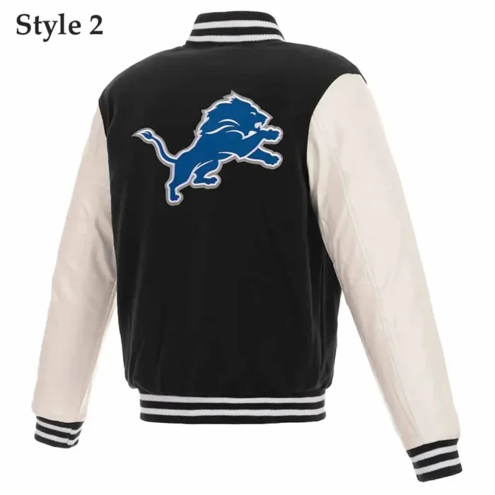 Detroit Lions Black and White Varsity Jacket - Image 4