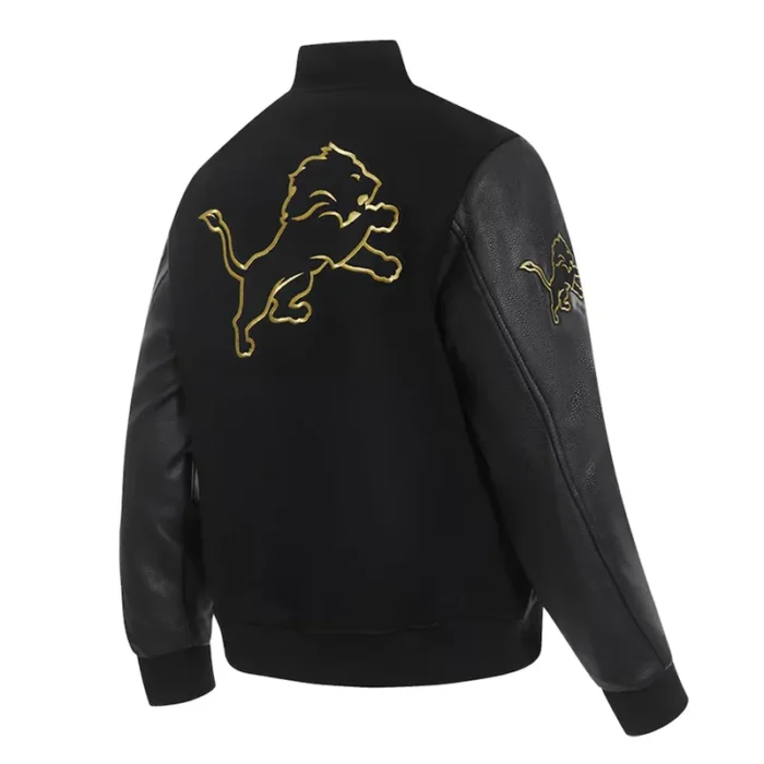 Detroit Lions Full-Zip Black Varsity Jacket - Image 2