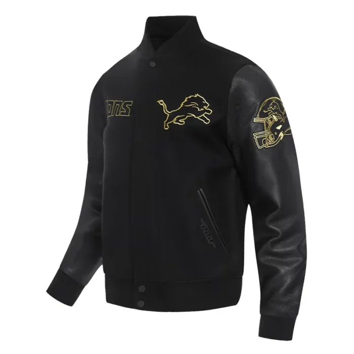 Detroit Lions Full-Zip Black Varsity Jacket - Image 1