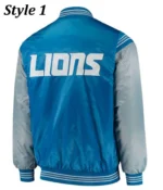 Detroit Lions Satin Blue and Grey Starter Jacket - Image 2