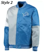 Detroit Lions Satin Blue and Grey Starter Jacket - Image 3