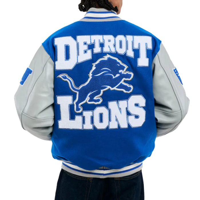Detroit Lions Chenille Patches Letterman Jacket - Image 2