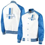 White/Blue Detroit Lions Clean Up Throwback Satin Jacket - Image 3