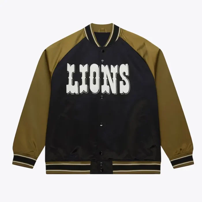 Black/Olive Detroit Lions Double Clutch Satin Jacket - Image 1