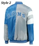 Detroit Lions Satin Blue and Grey Starter Jacket - Image 4