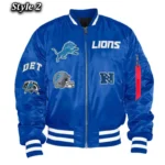MA-1 Detroit Lions Bomber Royal Blue Jacket - Image 2