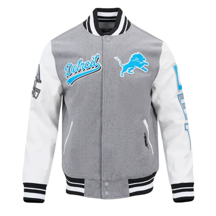 Script Tail Detroit Lions Classic Rib Varsity Jacket - Image 2