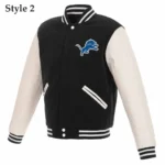 Detroit Lions Black and White Varsity Jacket - Image 2