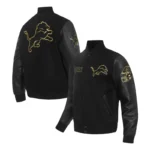 Detroit Lions Full-Zip Black Varsity Jacket - Image 3