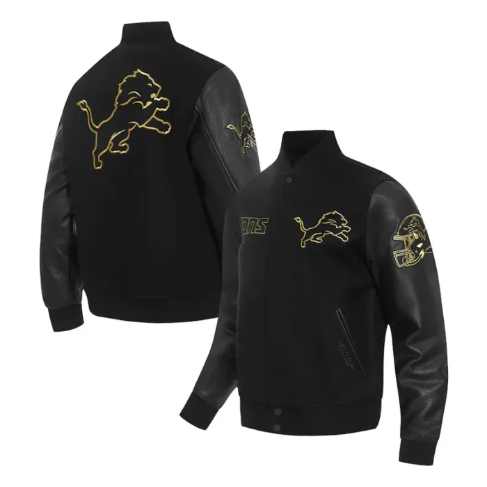 Detroit Lions Full-Zip Black Varsity Jacket - Image 3