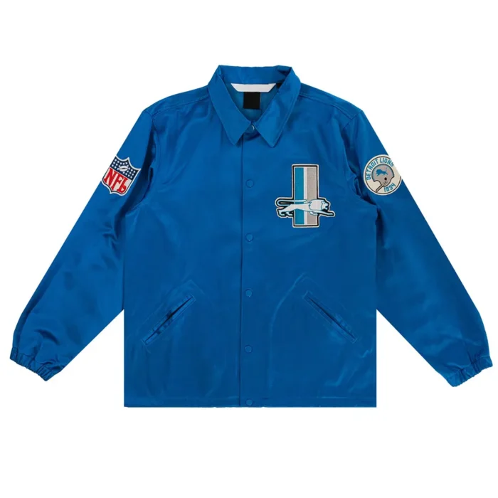 Detroit Lions Royal Satin Windbreaker - Image 1