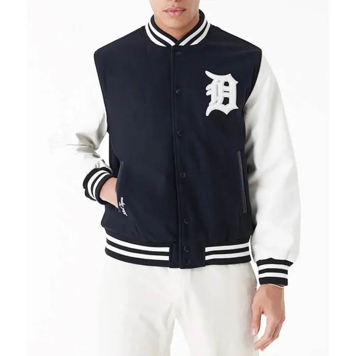 detroit-tigers-world-series-1984-varsity-jacket.webp Detroit Tigers World Series 1984 Black Varsity Jacket - Image 1