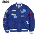 MA-1 Detroit Lions Bomber Royal Blue Jacket