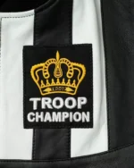 Men's Troop Champion Leather Jacket Black White Retro Hip Hop Bomber CoatView Sold History - Image 5