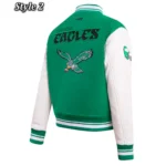 Philadelphia Eagles Cream/Green Retro Classic Varsity Jacket - Image 11