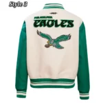 Philadelphia Eagles Cream/Green Retro Classic Varsity Jacket - Image 6