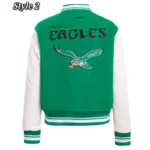 Philadelphia Eagles Cream/Green Retro Classic Varsity Jacket - Image 7