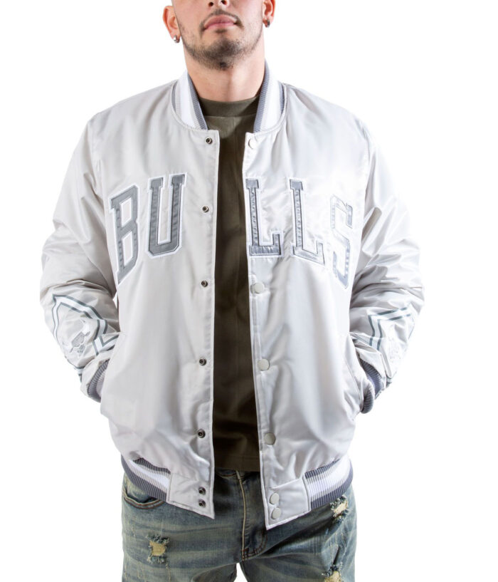 Chicago Bulls Satin Silver Jacket - Image 6