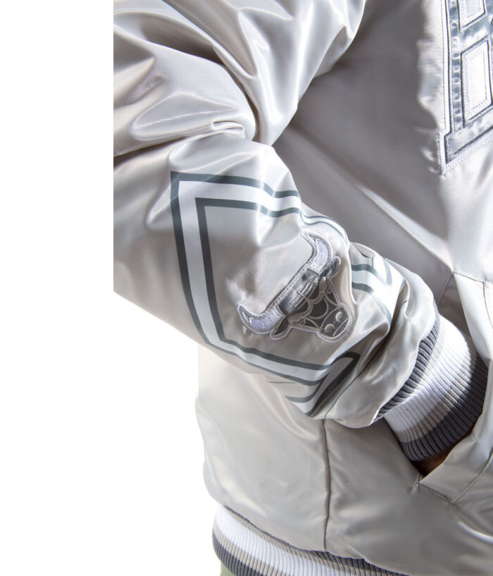 Chicago Bulls Satin Silver Jacket - Image 4