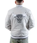 Chicago Bulls Satin Silver Jacket - Image 2