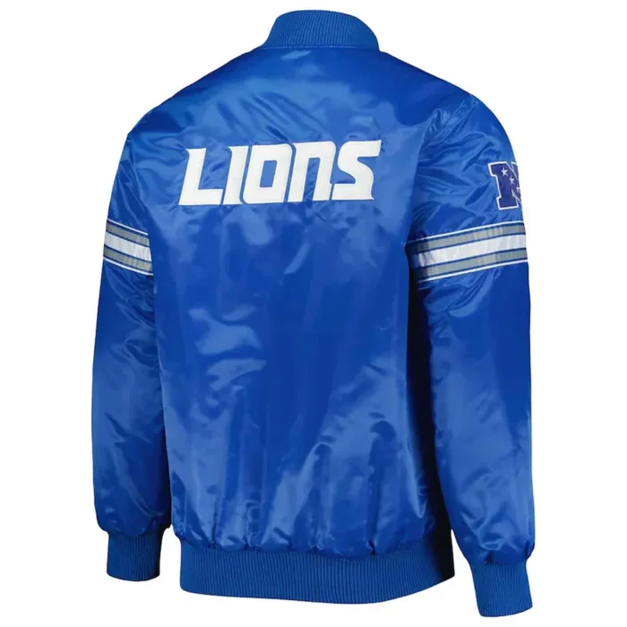 The Pick and Roll Detroit Lions Blue Full-Snap Satin Jacket - Image 6