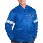 The Pick and Roll Detroit Lions Blue Full-Snap Satin Jacket - Image 5