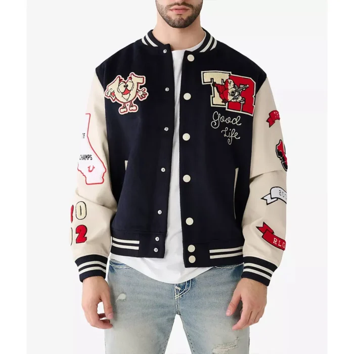 True Religion Spliced Varsity Jacket - Image 7
