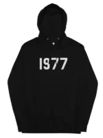 1977 Essentials Black Hoodie Front