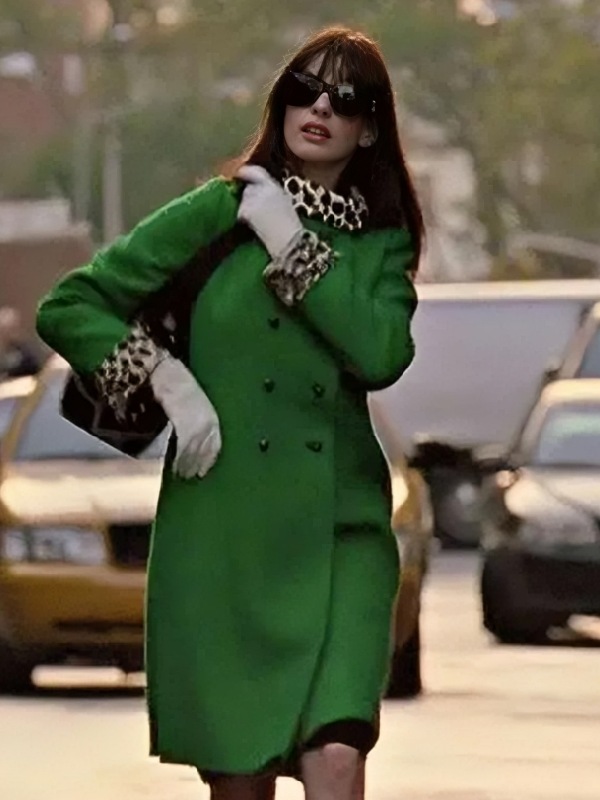 Anne-Hathaway-The-Devil-Wears-Prada-Print-Collar-Green-Coat