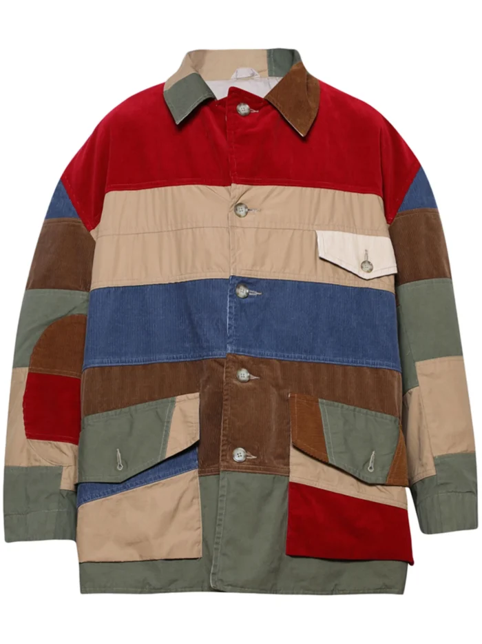 Colorblock Patchwork Corduroy Jacket Front