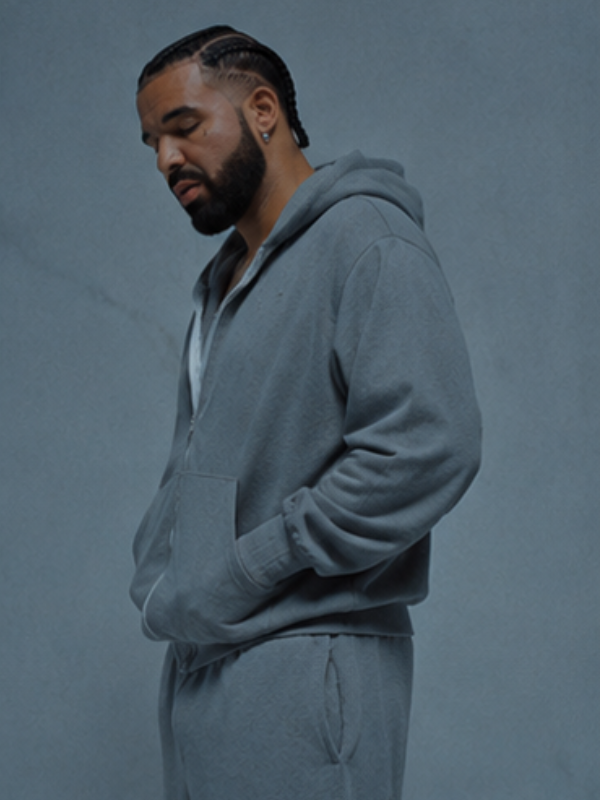 Drake Janice STFU Zip-Up Grey Hoodie Tracksuit
