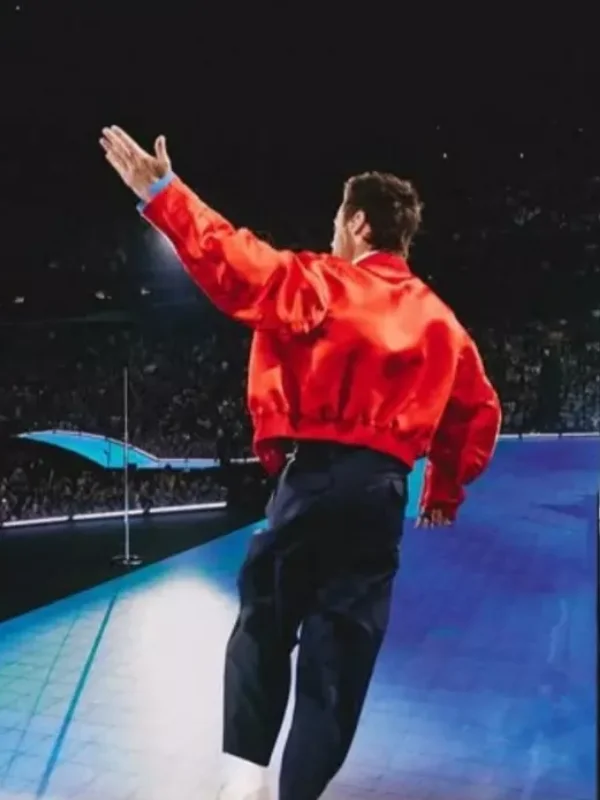 Harry Styles Euphoria in Amsterdam World Tour Together Together Red Satin Jacket