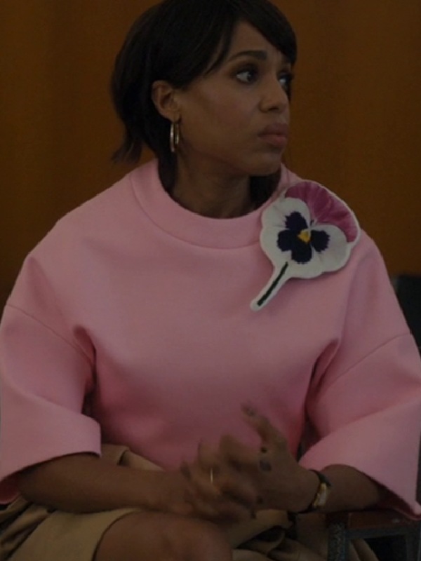 Imperfect Women 2026 Kerry Washington Floral Brooch Pink Top