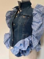 Imperfect Women 2026 Kerry Washington Plaid Denim Ruffled Jacket - Image 2