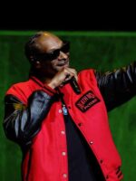 CinemaCon 2026 Snoop Dogg Red and Black Varsity Jacket - Image 3