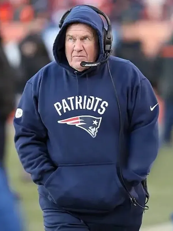 New England Patriots Bill Belichick Performance Pullover Blue Hoodie