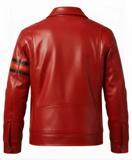 Retro Casual Red Leather Jacket