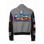 Super Bowl 2026 Jeff Hamilton Varsity Jacket Gray & Black Back