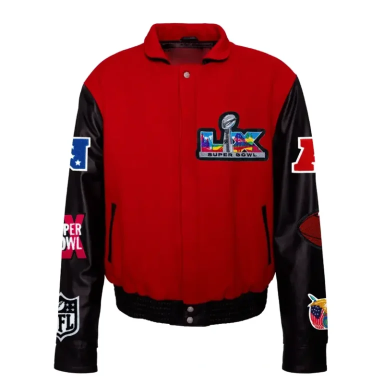 Super Bowl 2026 Jeff Hamilton Varsity Jacket Red & Black