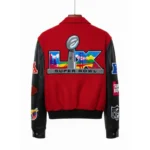 Super Bowl 2026 Jeff Hamilton Varsity Jacket Red & Black Back