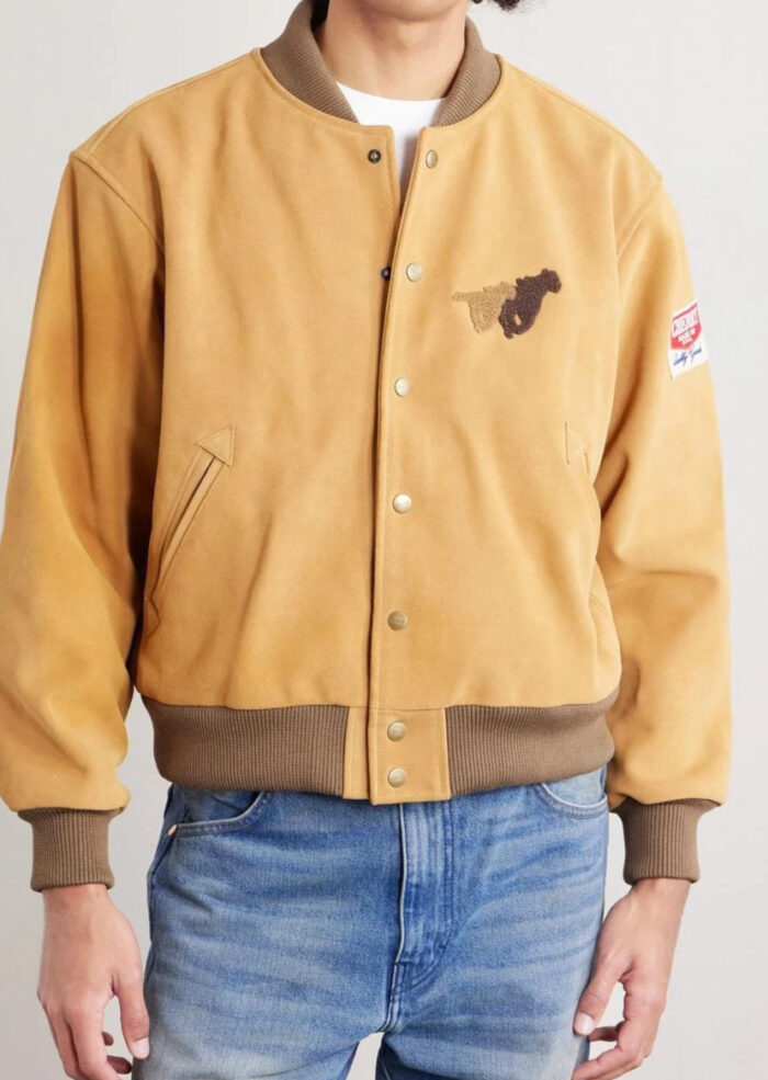 cherry-la-Brown-Wrangler-Logo-appliqued-Embroidered-Suede-Jacket