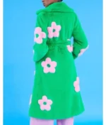 Carrie Preston Elsbeth Tv Series Season 03 Elsbeth Tascioni Green Shearling Robe Coat with Pink Flower