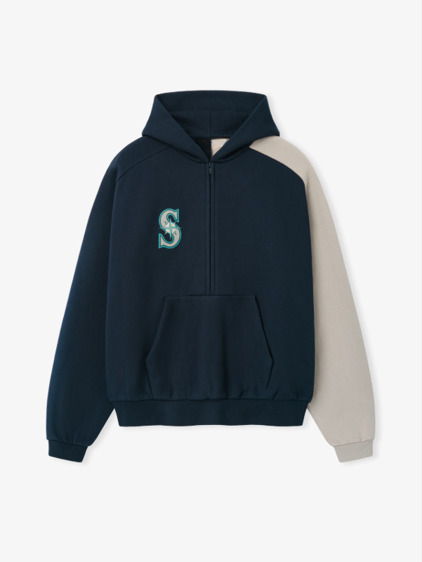 Fear Of God x MLB Seattle Mariners Raglan Half Zip Sport Hoodie Fear Of God x MLB Seattle Mariners Raglan Half Zip Sport Hoodie - Image 1