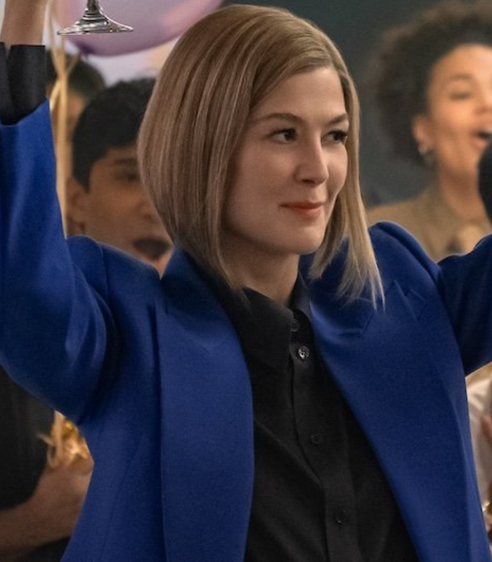 Ladies First Rosamund Pike Blue Double Breasted Blazer Ladies First Rosamund Pike Blue Double Breasted Blazer