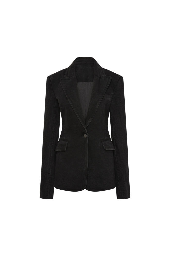 Ladies First Rosamund Pike Denim Aviator Blazer