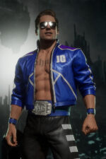 Mortal-Kombat-II-Johnny-Cage-Cropped-Blue-Leather-Jacket