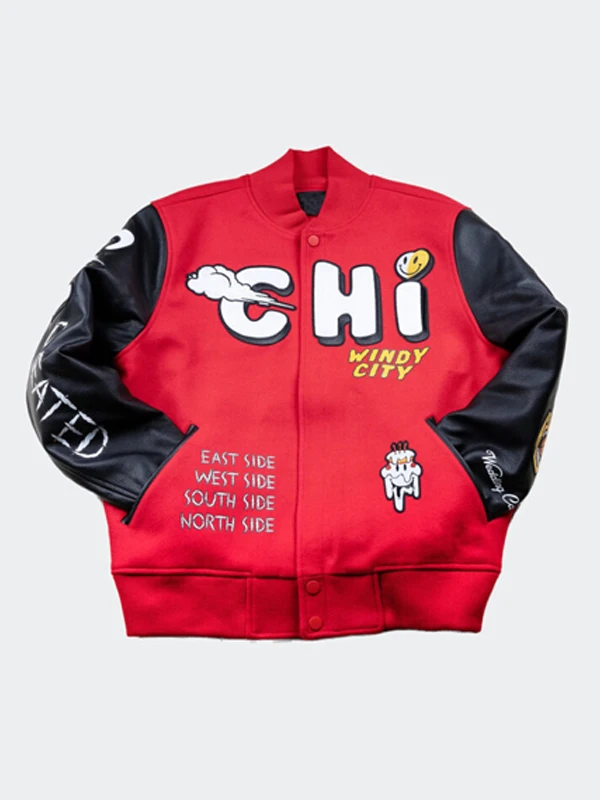 Chicago-Windy-City-Red-Varsity-Jacket-Front-VIew - Copy